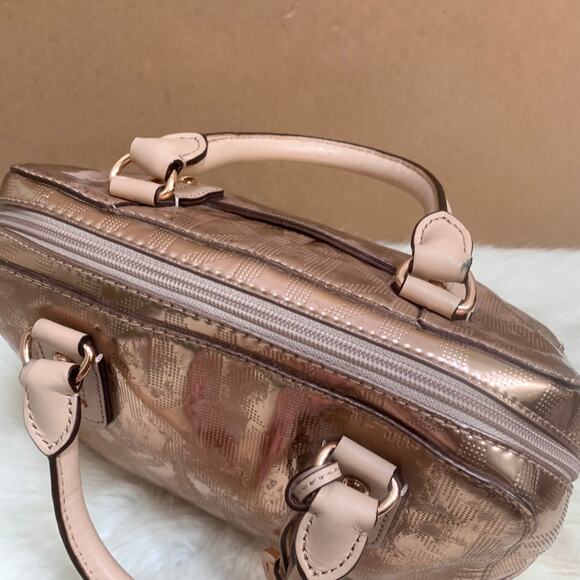 MICHAEL KORS Pink Gold Rose Gold Mirror Metallic Small Satchel w/Strap - Picture 9 of 16